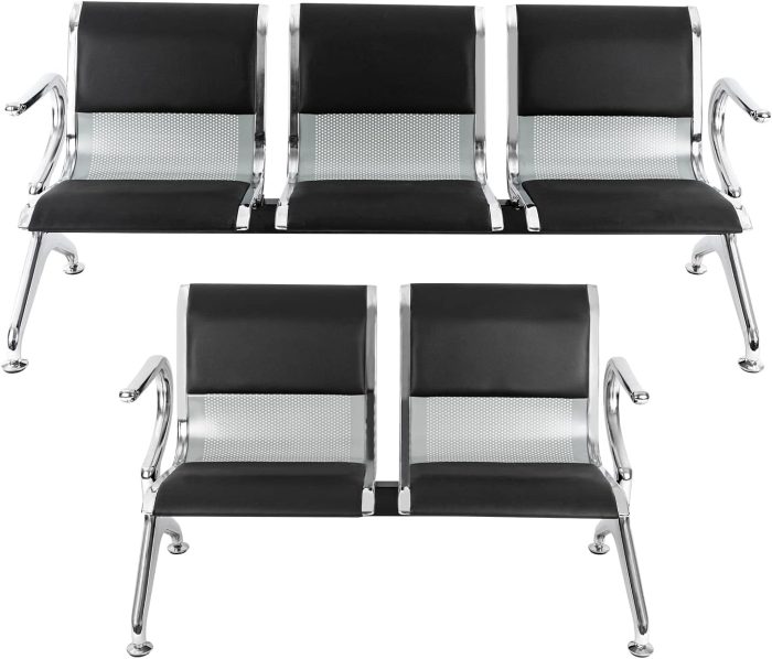 Padded 3-link reception waiting bench - Image 2