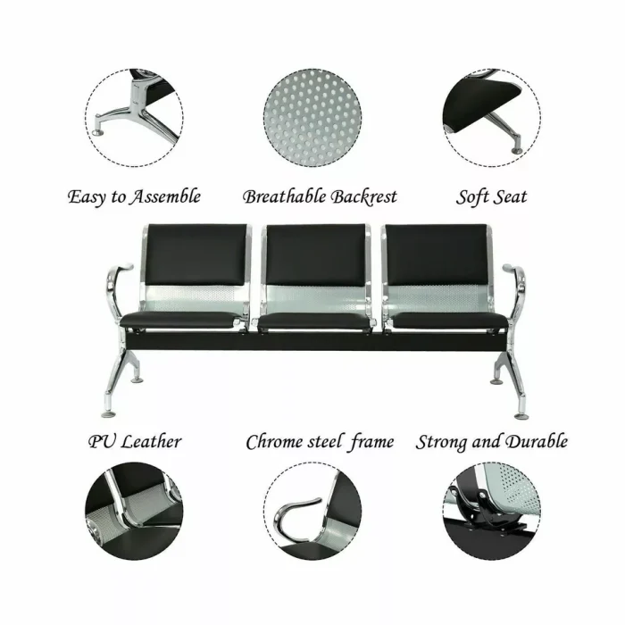 3 Seat Office Reception Chair - Image 3