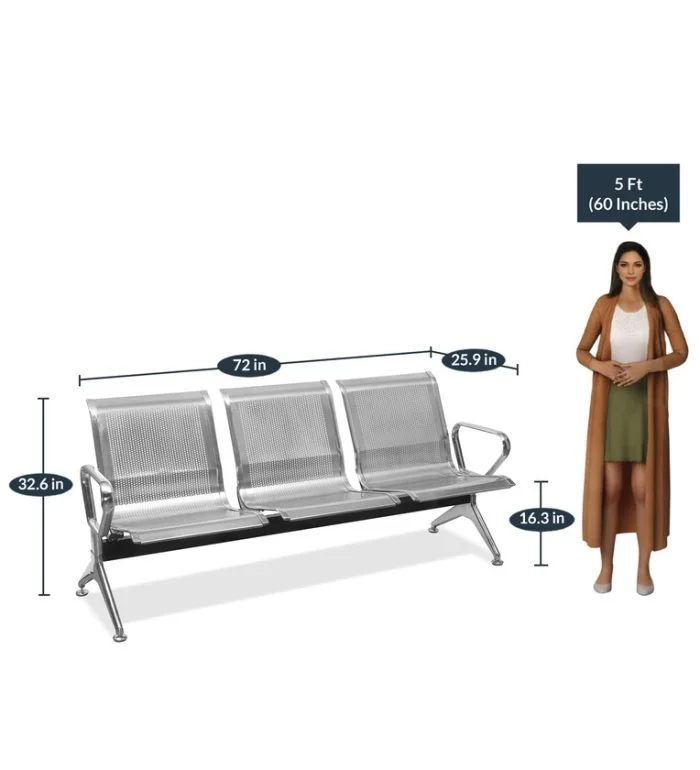 3-Link metallic waiting bench