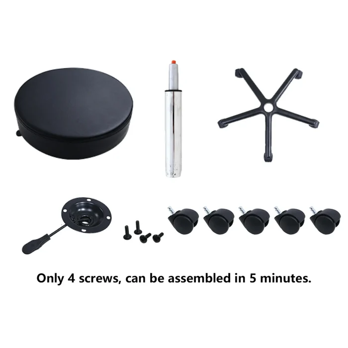 Height-Adjustable Round Stool with Wheels