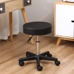 Height-Adjustable Round Stool with Wheels