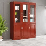 3-Wooden Filing Cabinet with Glass-front Doors