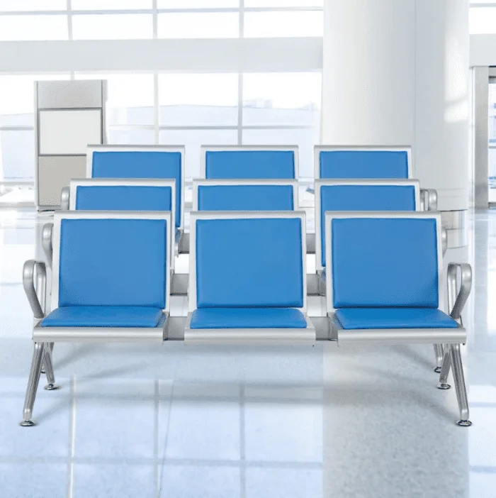 3-Seater Leather Padded Waiting Bench