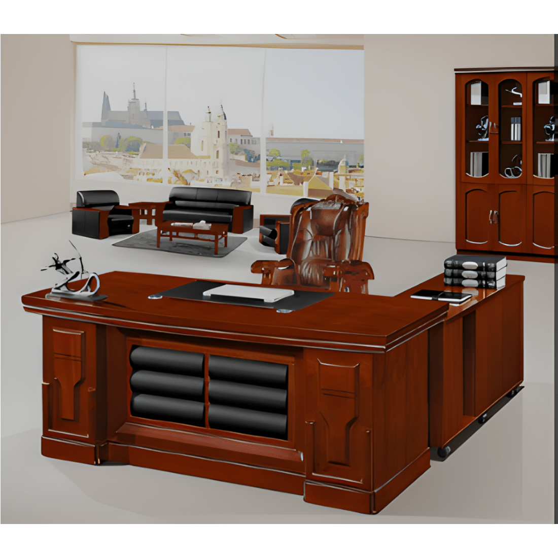 1.6M Mahogany Executive Office Desk 1.6m Mahogany Executive Office Desk – Spacious & Elegant Workspace Solution