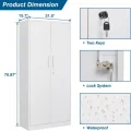 2-Door Modern White Steel Storage Cabinet