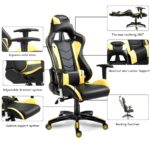 high back leather gaming chair, ergonomic PU leather gaming chair, reclining gaming chair with footrest, high back executive gaming chair, swivel leather desk chair, gaming chair with lumbar support, heavy duty leather gamer chair, adjustable armrests gaming chair, computer desk gaming chair, headrest pillow gaming chair, racing style leather chair, gamer throne leather chair, high back computer chair, comfortable streamer seat, high density foam gaming seat, luxury leather gamer chair, gaming office swivel chair, ergonomic leather desk seat, PC gaming chair leather, professional gaming seat